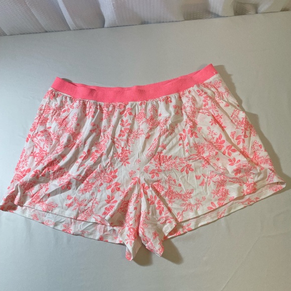 Cacique Sleep Shorts 18/20 Pink Floral Pull On Pockets Plus Cotton Lane Bryant - Picture 1 of 3